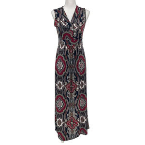 Elie McCarthry Paisley Print Sleeveless Maxi Dress Size Small